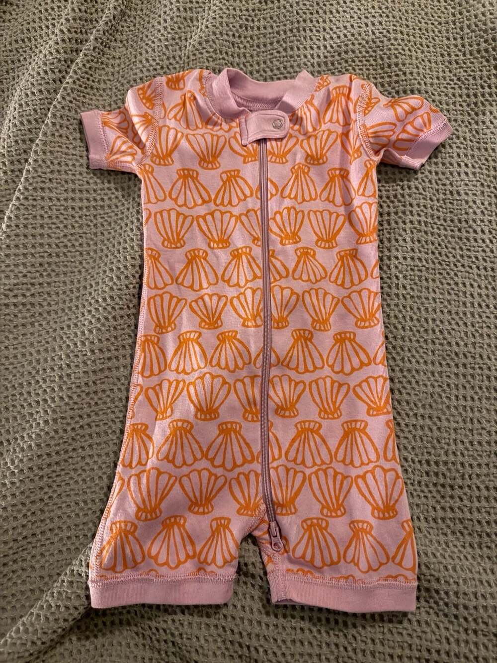 Hanna Andersson Shorty Zippy Seashells Pink Orange Romper